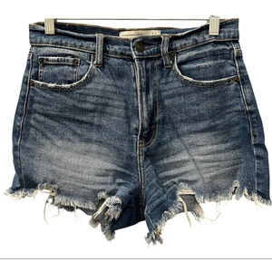 Abercrombie & Fitch High Rise Denim Jean Shorts Size 4 Fray Hem Blue Casual
